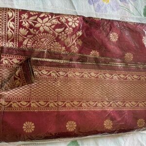 NIP Yashika Maroon Art Silk Saree with unstitched blouse